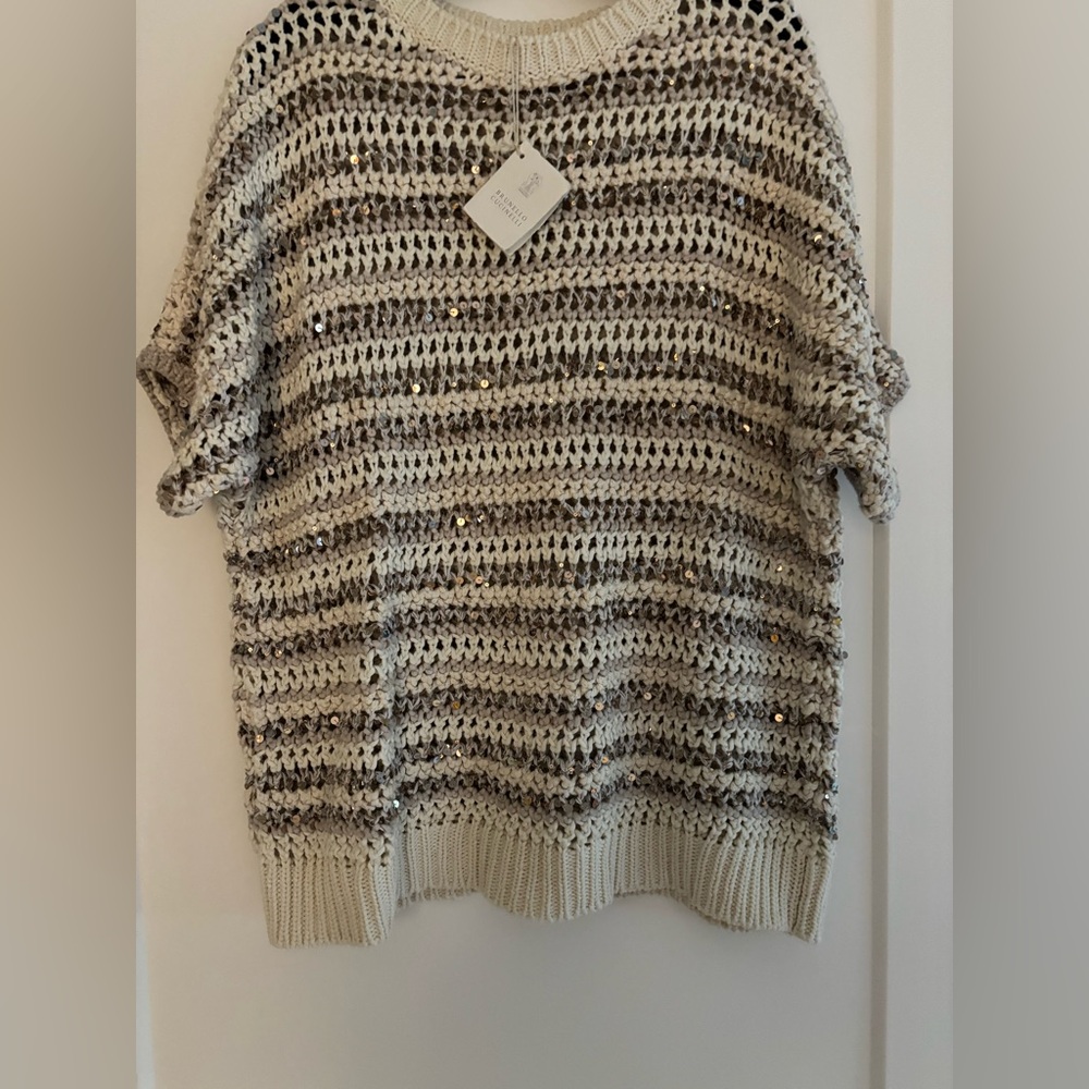 Brunello Cucinelli Cotton Sweater with Sequins